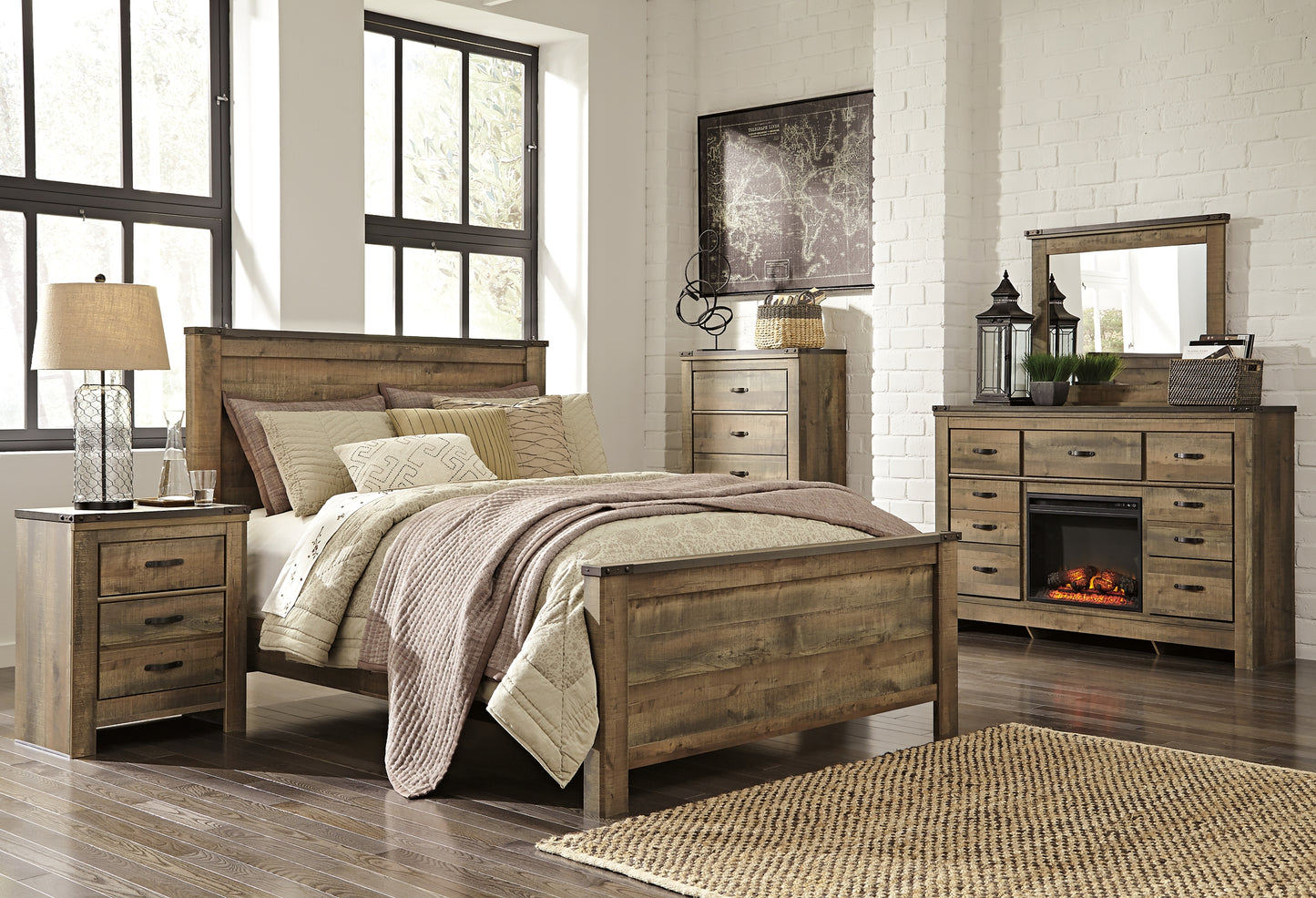 Trinell Queen Panel Bed with Dresser, Chest and Nightstand