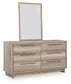 Hasbrick Queen Panel Bed with Mirrored Dresser and Nightstand