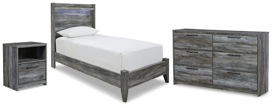 Baystorm Twin Panel Bed with Dresser and Nightstand