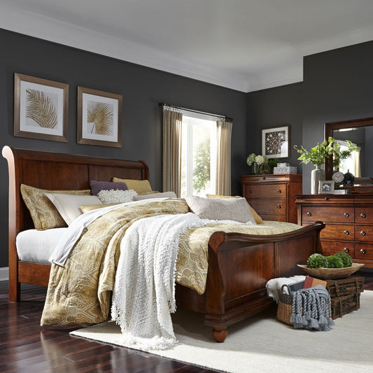 Rustic Traditions - King Sleigh Bed, Dresser & Mirror, Chest