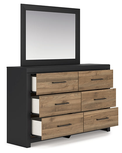 Vertani King Panel Bed with Mirrored Dresser, Chest and 2 Nightstands