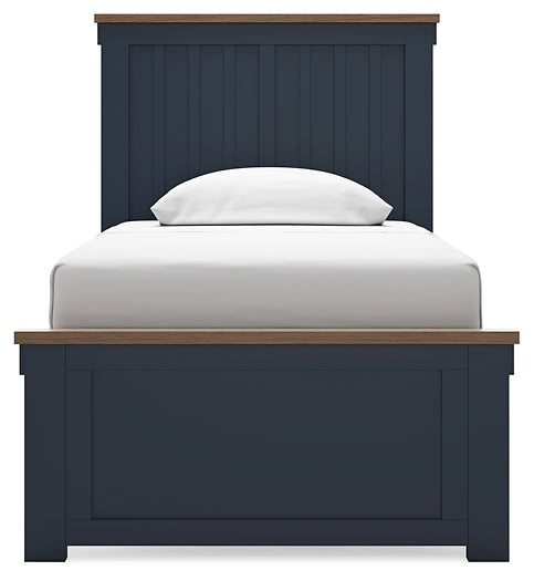 Landocken Twin Panel Bed with Mirrored Dresser