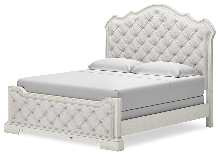 Arlendyne King Upholstered Bed with Mirrored Dresser