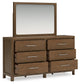 Cabalynn Queen Upholstered Bed with Mirrored Dresser and 2 Nightstands