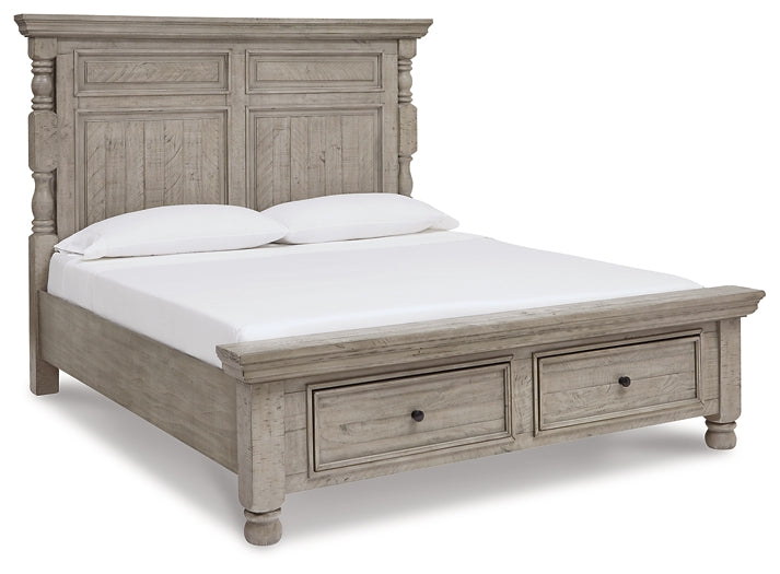 Harrastone Queen Panel Bed with Mirrored Dresser
